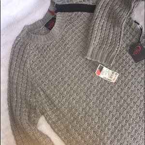 Gray High Neck Knit Sweater w/ Neck Zipper